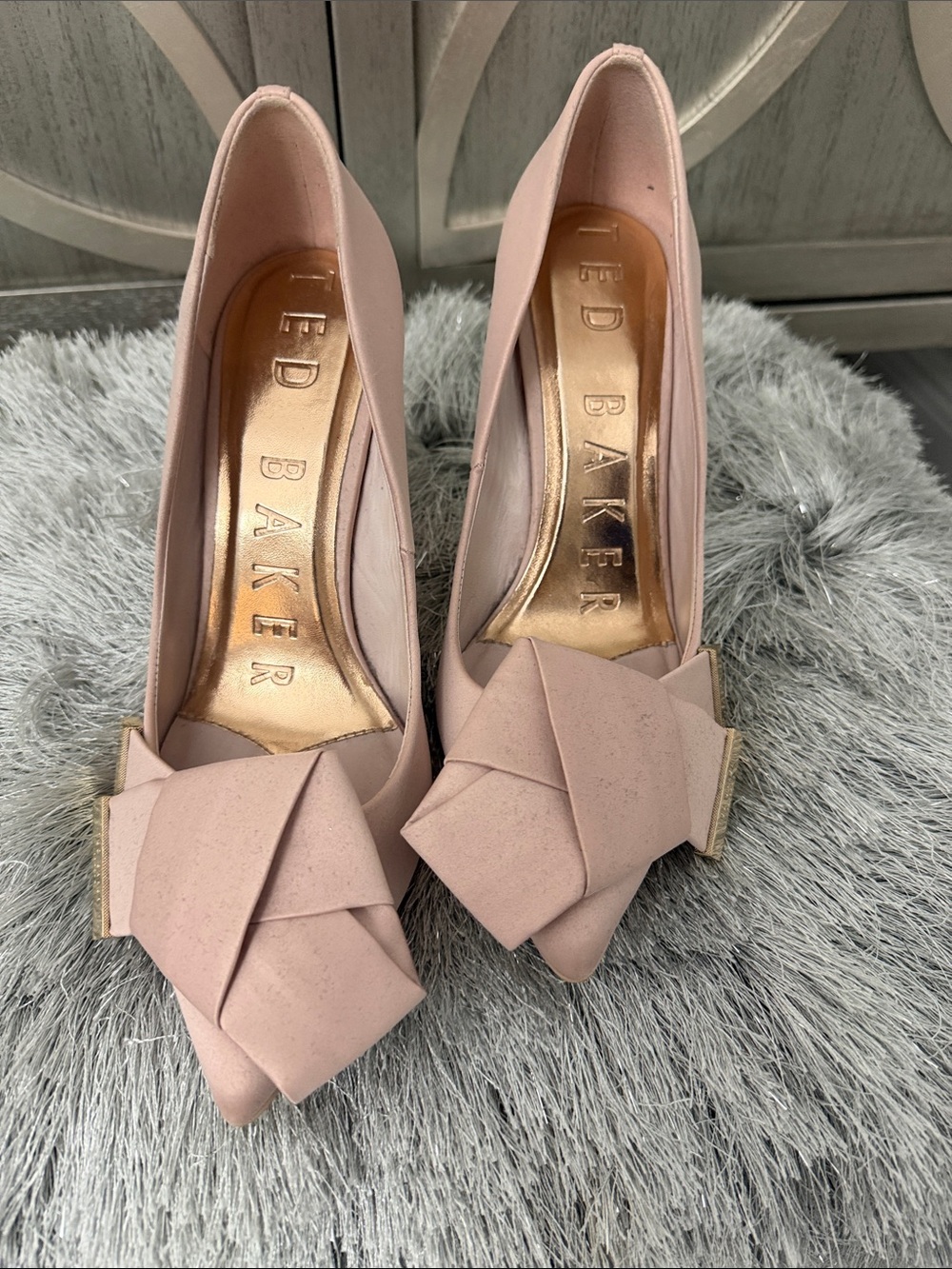 Ted Baker Blush Pink Knotted Pointed-Toe Pumps